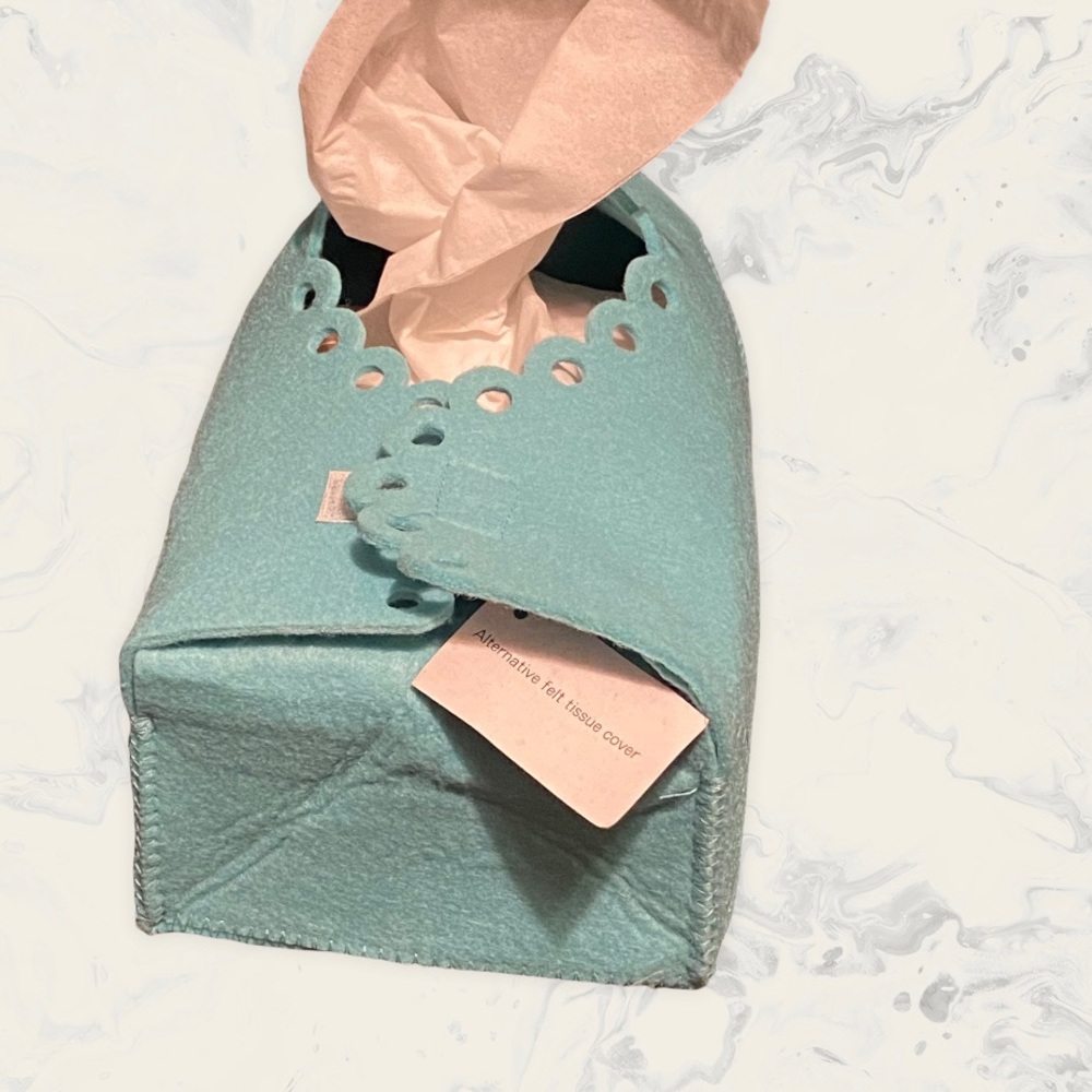 Decorative Blue Tissue Box Cover Teal Felt Rectangle New Gift Home Decor - Picture 4 of 5